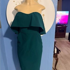 Elegant Strapless Teal Dress